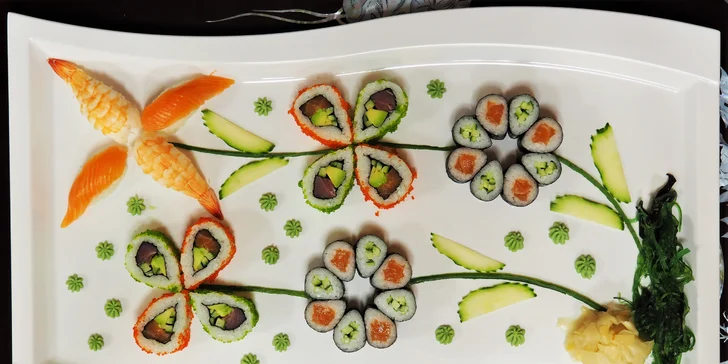 Sushi sety s až 51 ks: losos, tuňák, avokádo i krevety v tempuře či na grilu