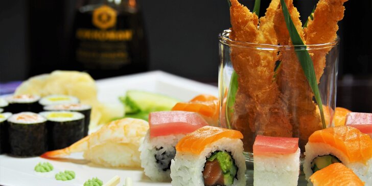 Sushi sety s až 51 ks: losos, tuňák, avokádo i krevety v tempuře či na grilu