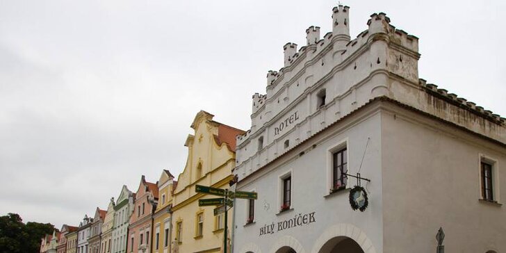 Pobyt v renesančním hotelu v srdci Třeboně se snídaní i polopenzí a wellness