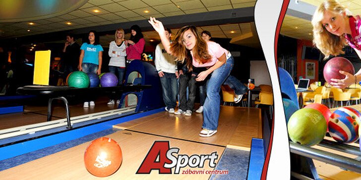 60 min bowlingu v centru A-sport až pro 8 hráčů