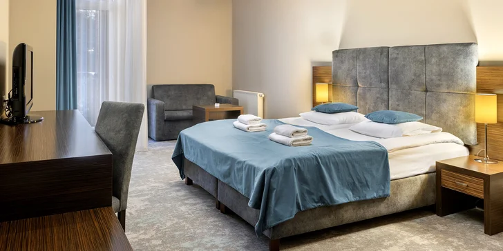 Pro dokonalý pobyt můžete zvolit pokoje Komfort (23 m²), Standard Plus (23 m²) či Superior (30 m²).