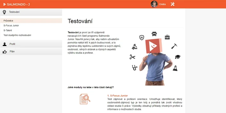 Aplikace Salmondo pro volbu studia a profesní orientace studentů ZŠ i SŠ