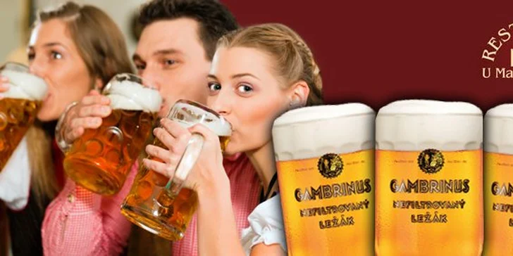 39 Kč za TŘI nefiltrované ležáky Gambrinus. Intenzivní vůně kvalitního piva a příjemné posezení v nové restauraci U Malické brány s 55% slevou!