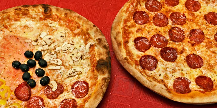 Italská dvojka: 2 pizzy plné ingrediencí a sleva na veškeré nápoje
