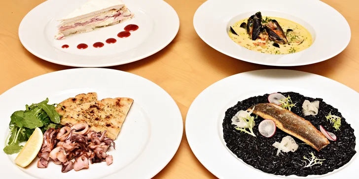 6chodové menu s rybími specialitami i kalamáry v podolské restauraci