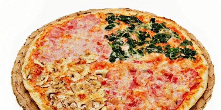 2 pizzy s průměrem 34 cm včetně rozvozu zdarma!