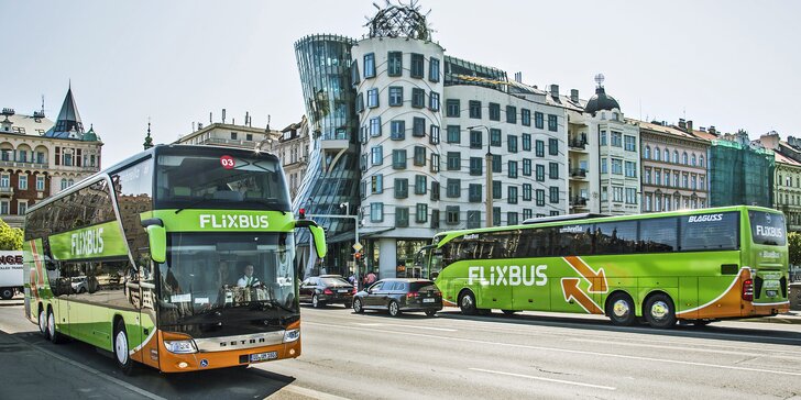 25% nebo 40% sleva na FlixBus: jízdenky na lince Praha–Plzeň