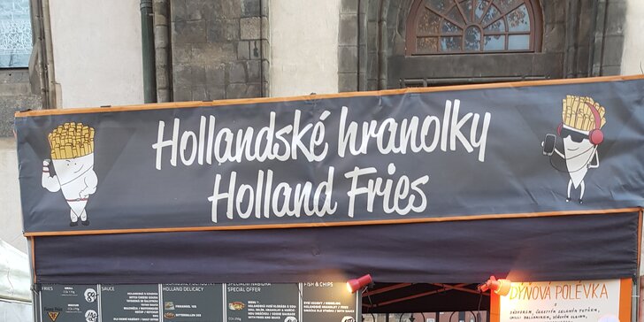 Holandské hranolky s pochoutkou podle výběru na náměstí Jiřího z Poděbrad