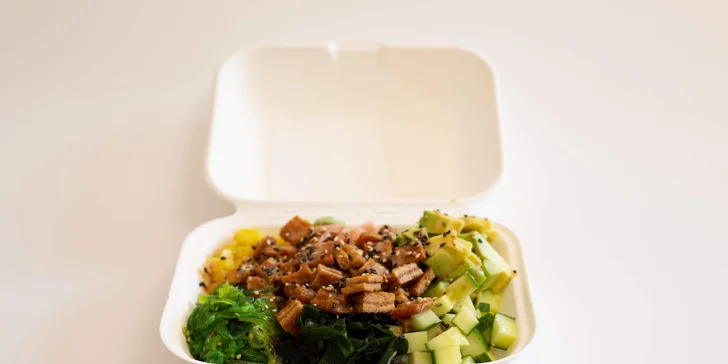 Havajské poke bowl s rybou, krevetami nebo vegetariánské + rozvoz po Praze