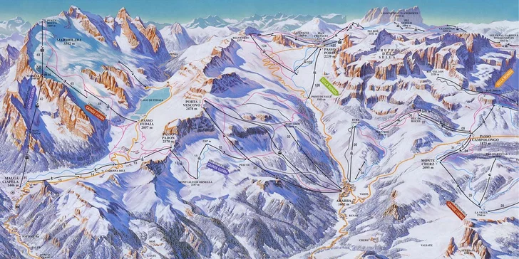 Lyžování ve středisku Arabba – Marmolada: 7 nocí, polopenze, dítě zdarma