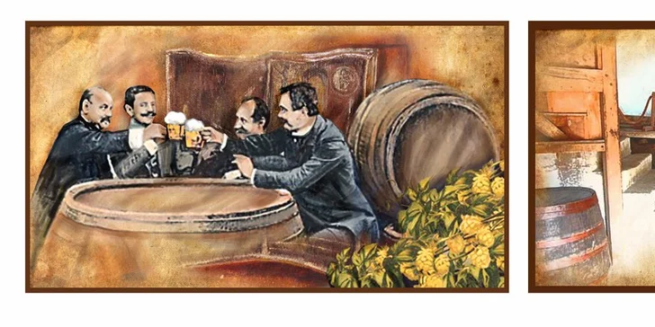 Historii pivovarství doplňují také nástěnné malby. 