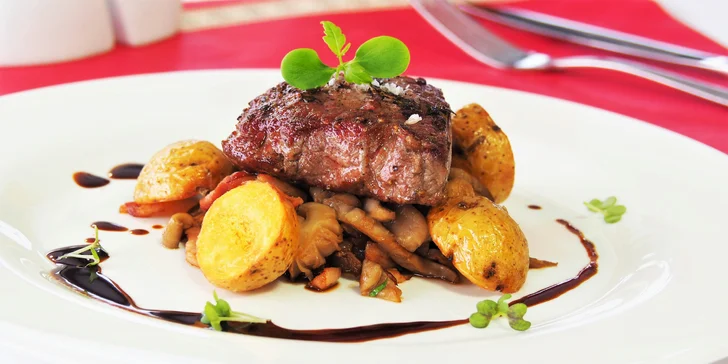 4chodové menu s foie gras, steakem či supreme a výhledem na přehradu