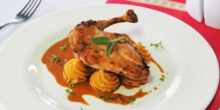 4chodové menu s foie gras, steakem či supreme a výhledem na přehradu