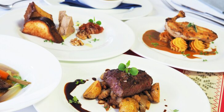 4chodové menu s foie gras, steakem či supreme a výhledem na přehradu
