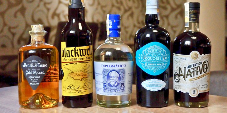Skvělé pití: řízená degustace pěti třtinových rumů a pohoštění pro jednoho