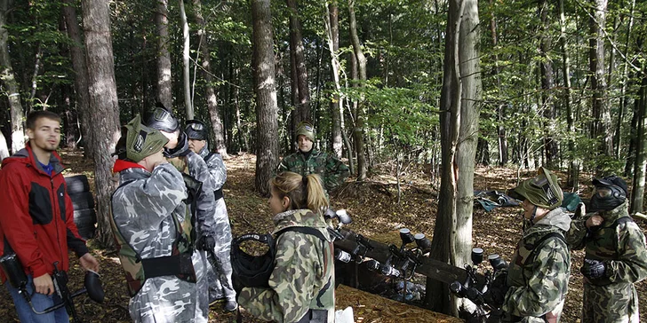 3 hodiny adrenalinového paintballu na lesním hřišti s bunkry a kryty