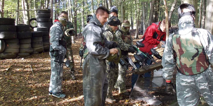 3 hodiny adrenalinového paintballu na lesním hřišti s bunkry a kryty