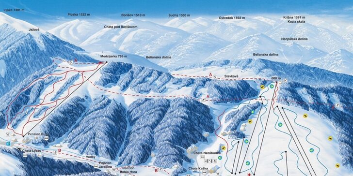Skipas na 4 hodiny, denní i večerní lyžování ve středisku Jasenská dolina