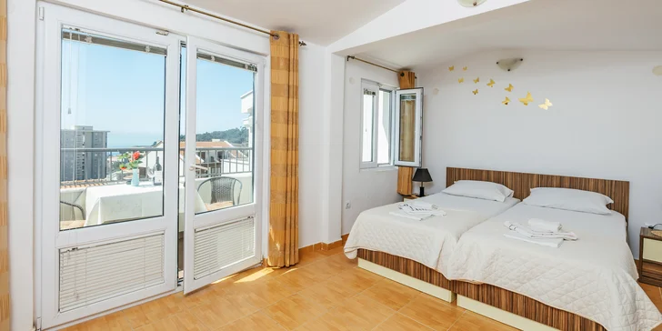 Budvanská riviéra: komfortné apartmány len 500 m od mora pre pár aj rodinu