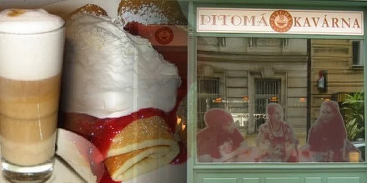 105 Kč za 2 kávy Latte Macchiato a 2 porce palačinek v Pitomé kavárně