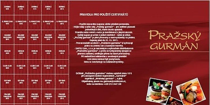 399 Kč za knížku plnou slev do restaurací Pražský gurmán v hodnotě 2499 Kč