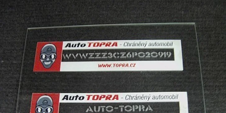 499 Kč za značení autoskel VIN kódem - pískováním v původní hodnotě 1190 Kč