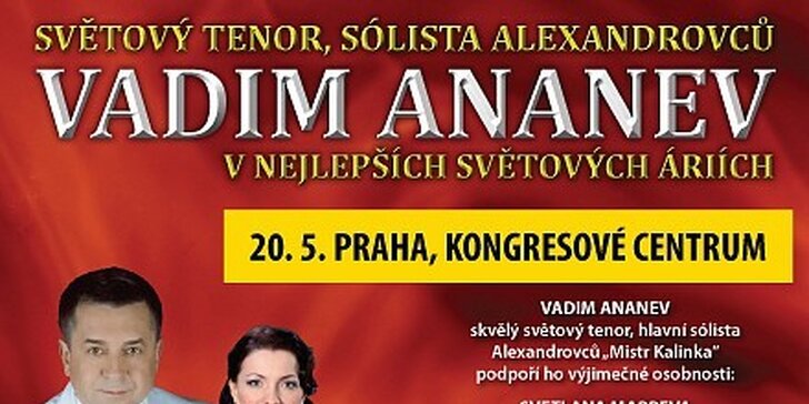 495 Kč za koncert VADIMA ANANEVA - vstupenky s 50% slevou - nejlepší ceny
