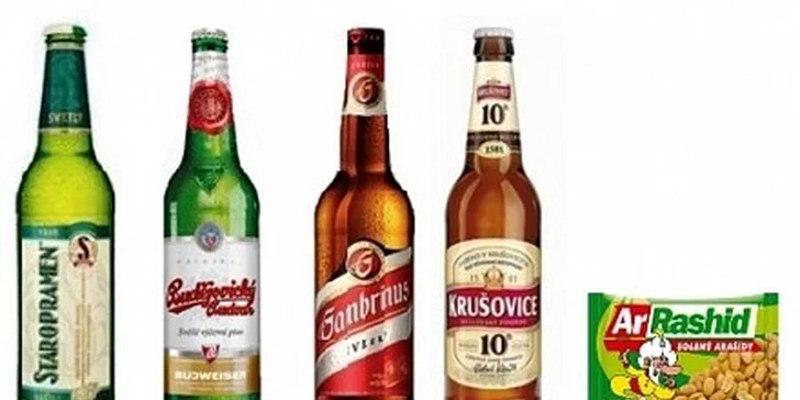 399 Kč za 20 piv a 5 balení arašídů na Vaší party v hodnotě 620 Kč