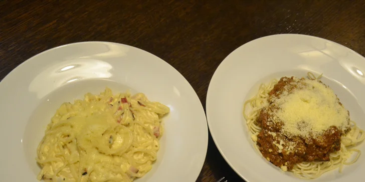 Chuť Itálie: spaghetti carbonara nebo alla bolognese pro 1 i 2 osoby