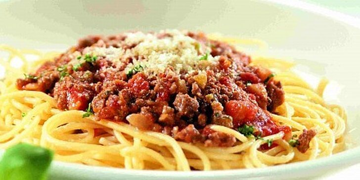 59 Kč za boloňské špagety s nápojem v původní hodnotě 93 Kč