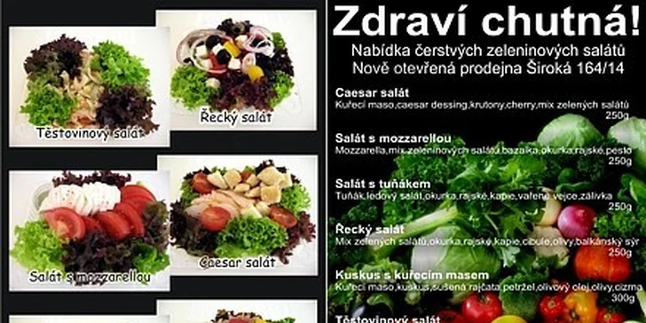 50 Kč za vynikající čerstvý zeleninový salát + 0,5l Bonaqua v hodnotě 80 Kč