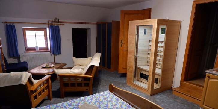 Apartmán na Lipensku až pro 5 osob s vlastní infrasaunou přímo na pokoji