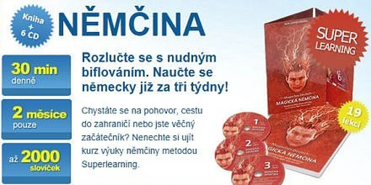 2450 Kč za kolekci Magické němčiny 6 CD a učebnice v hodnotě 3450 Kč