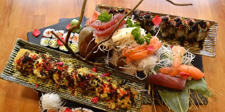 Japonská kuchyně v centru Prahy: degustační sushi set i s vínem pro 2 osoby