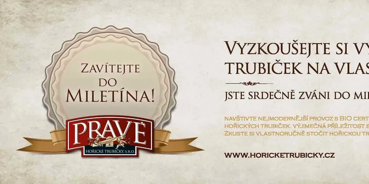 Vyrobte si vlastní hořickou trubičku: exkurze v Miletíně v Podkrkonoší