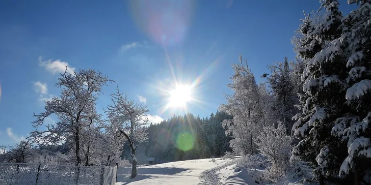Okolí roubenky je malebné v každém ročním období.