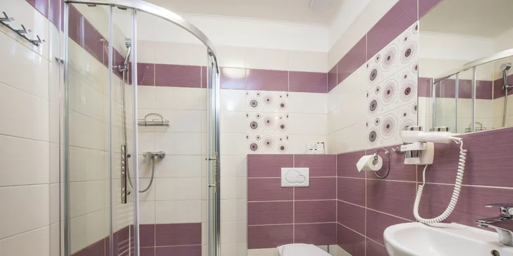 Každý pokoj disponuje koupelnou s WC a sprchovým koutem.