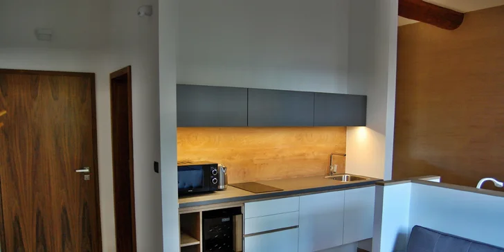 V apartmánoch je vybavená kuchynka.