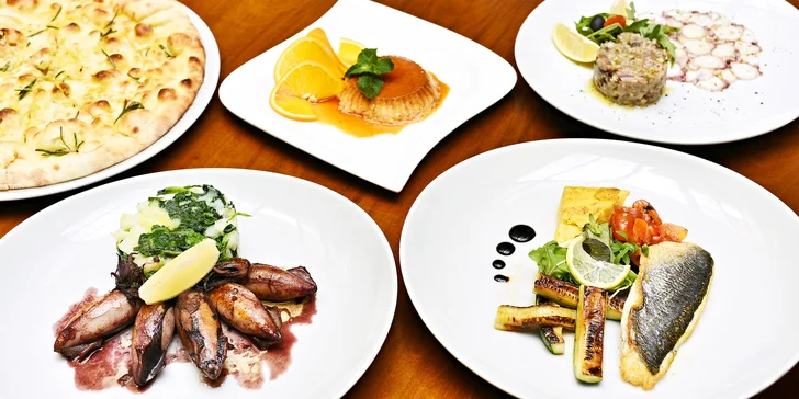Středomořské degustační menu s pražmou královskou a mořskými plody pro 2 osoby