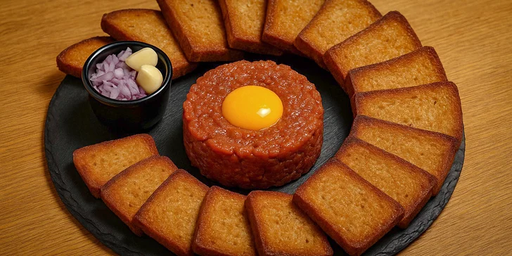 Připraví vám 250 nebo 500 gramů masa a k tomu 12 nebo 24 topinek, 