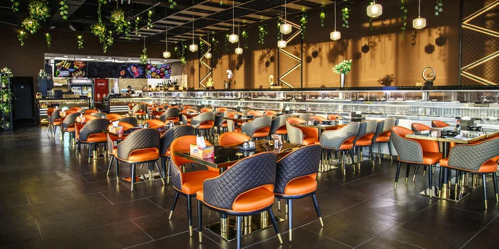 V sushi baru Tenmanya vás čeká 1,5 hod. neomezené konzumace running sushi. 