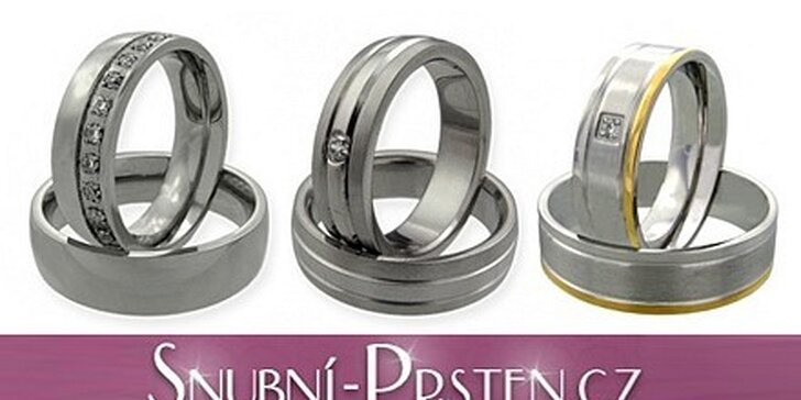 499 Kč za poukaz na nákup ocelových snubních prstenů v hodnotě 1000 Kč