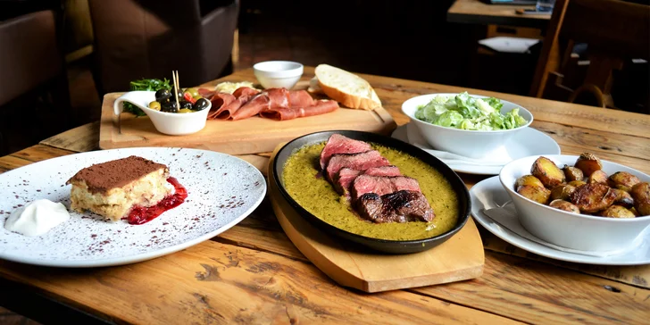 3chodové menu s výběrem předkrmu a hlavního jídla ze 2 variant
