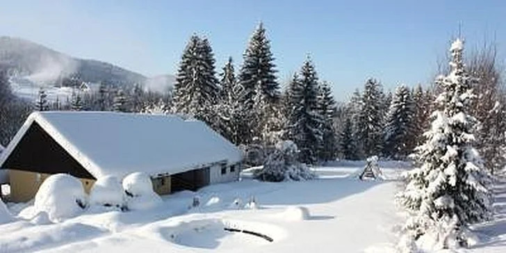 9600 Kč za týdenní zimní pobyt na chatě - SKIAREÁL 300m, kapacita 8 osob