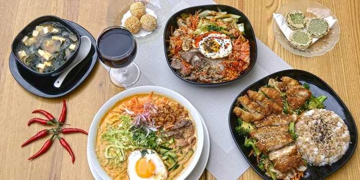 Vietnamské menu dle výběru: miso tofu, kuřecí teriyaki i sezamové kuličky