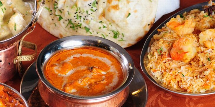 Indické dobroty pro 2 osoby: degustační menu se 3 hlavními chody i nápoje