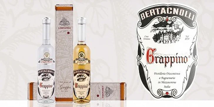 574 Kč za 0,5l Grappino Bianco a Grappino Oro Barrique a 2 dárkové obaly