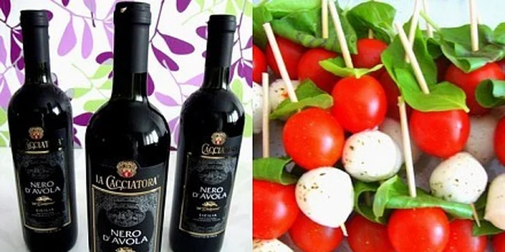 629 Kč za 60 minišpízů caprese + 1 láhev italského vína v hodnotě 899 Kč