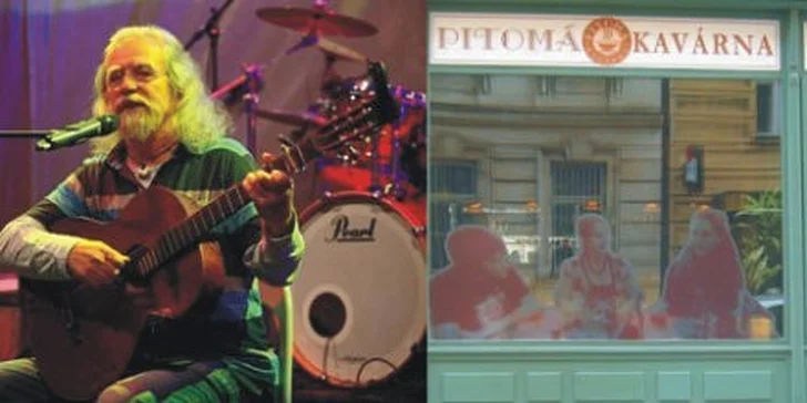 290 Kč za koncert Jardy Hutky v Pitomé kavárně s občerstvením pro 2