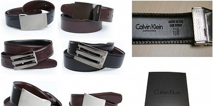 899 Kč luxusní kožené oboustranné opasky Calvin Klein v hodnotě 2099 Kč